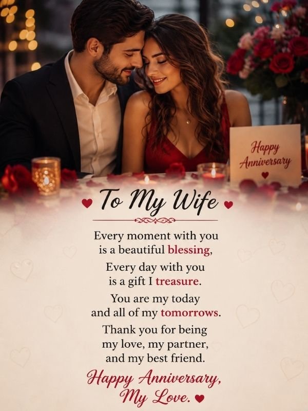 Poetic Anniversary Wishes from a Husband to His Wife